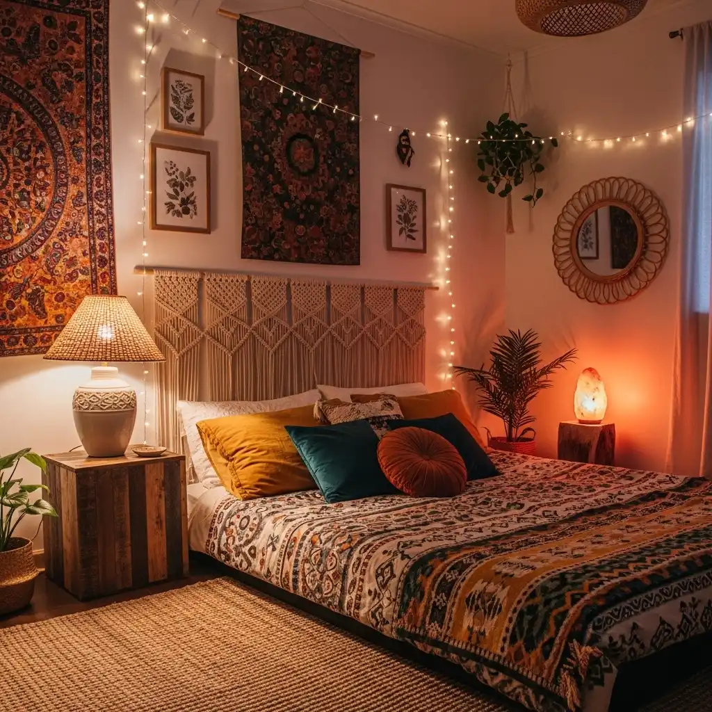 boho bedroom ideas Warm, Ambient Lighting