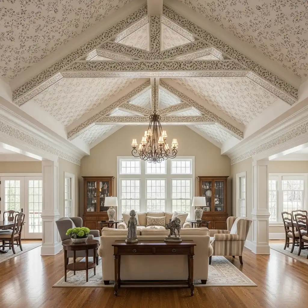 Custom Stencil Wrap faux ceiling