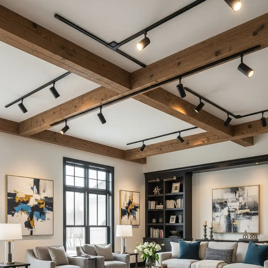 18 Mounting Track Lighting on Beams for Flexibility