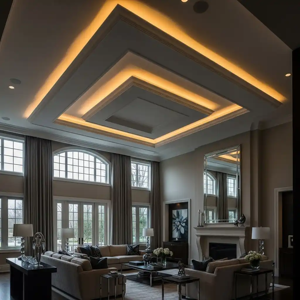 dramatic, two-tiered tray ceiling