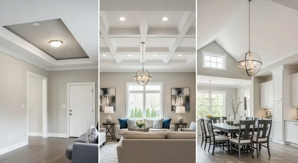 tray design compare coffered or vaulted ceiling