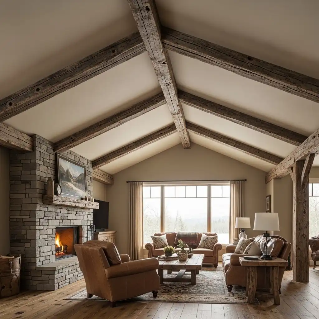 Faux Beam Vaulted Ceiling Weathered & Hand-Hewn