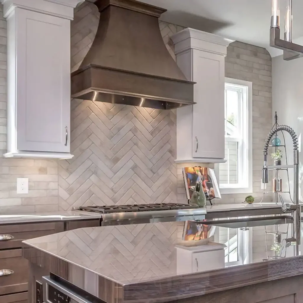 Herringbone Backsplash Illusion