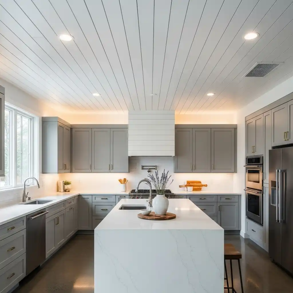 shiplap add a farmhouse touch to a modern kitchen