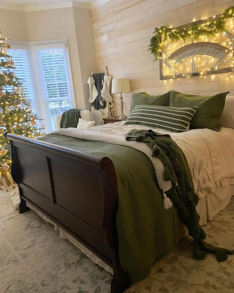 Christmas Lights Bedroom Ideas Glowing Accent Wall