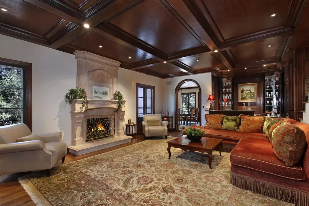 Coffered Ceiling Ideas Rich Stained Wood