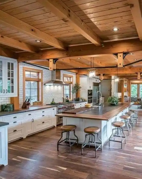 3 decorative straps and metal brackets with beams