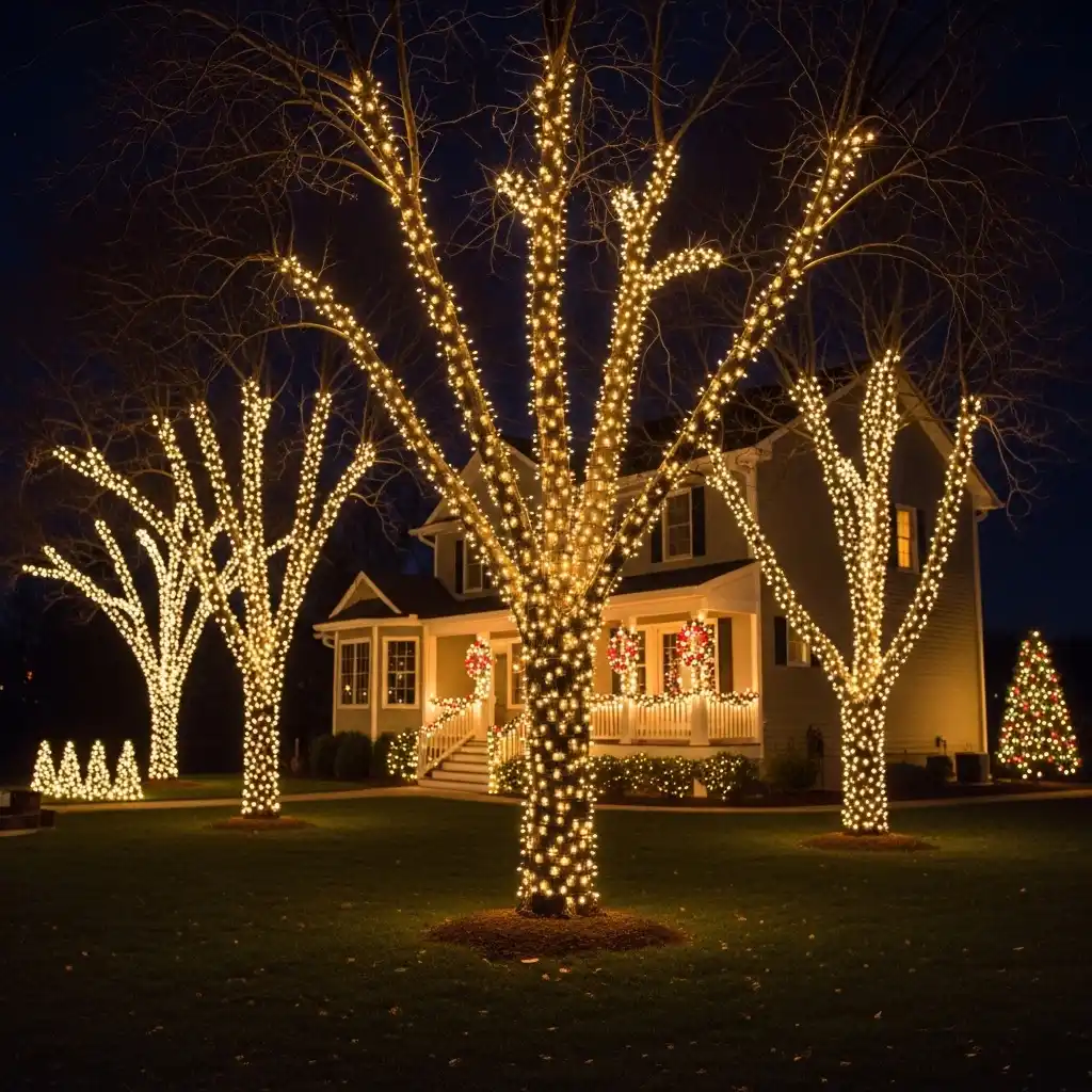 Wrapped Deciduous Tree Trunks