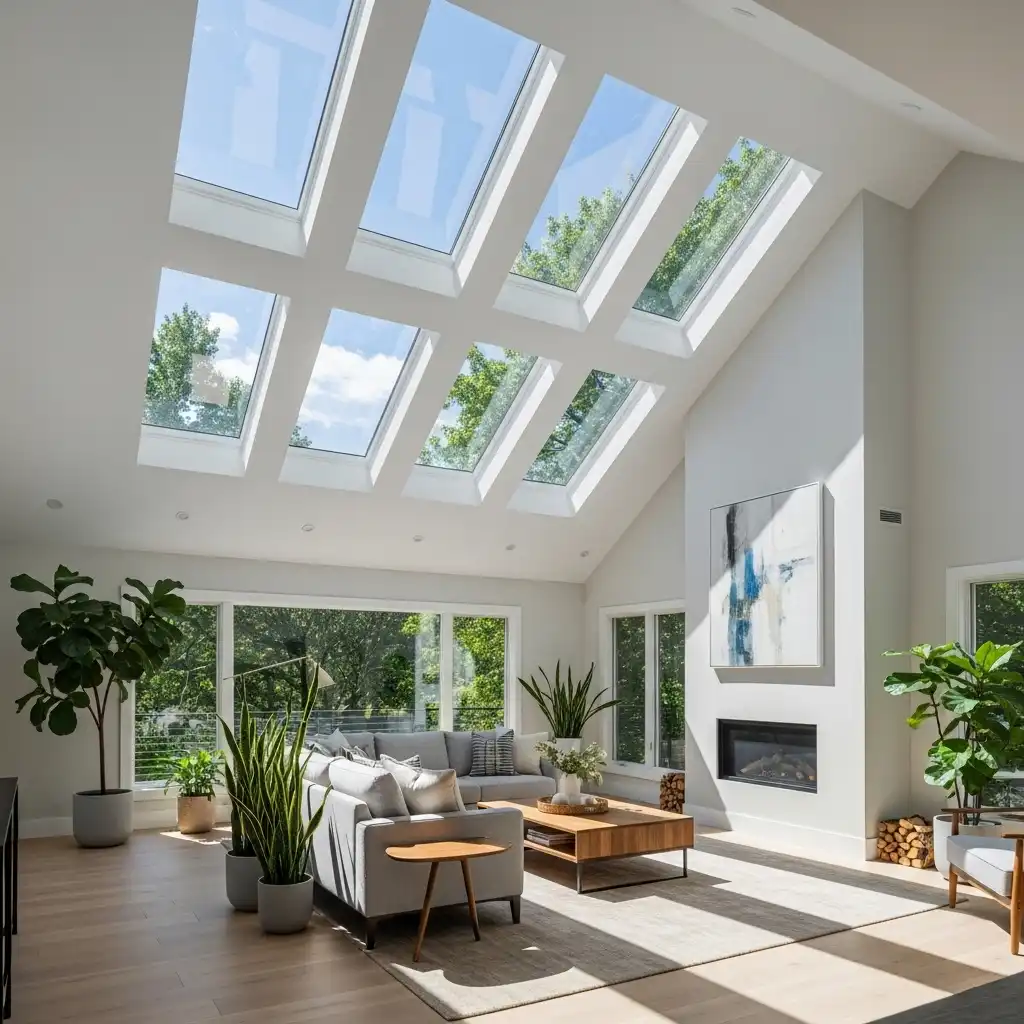 Vaulted Ceiling Living Room Skylight Integration