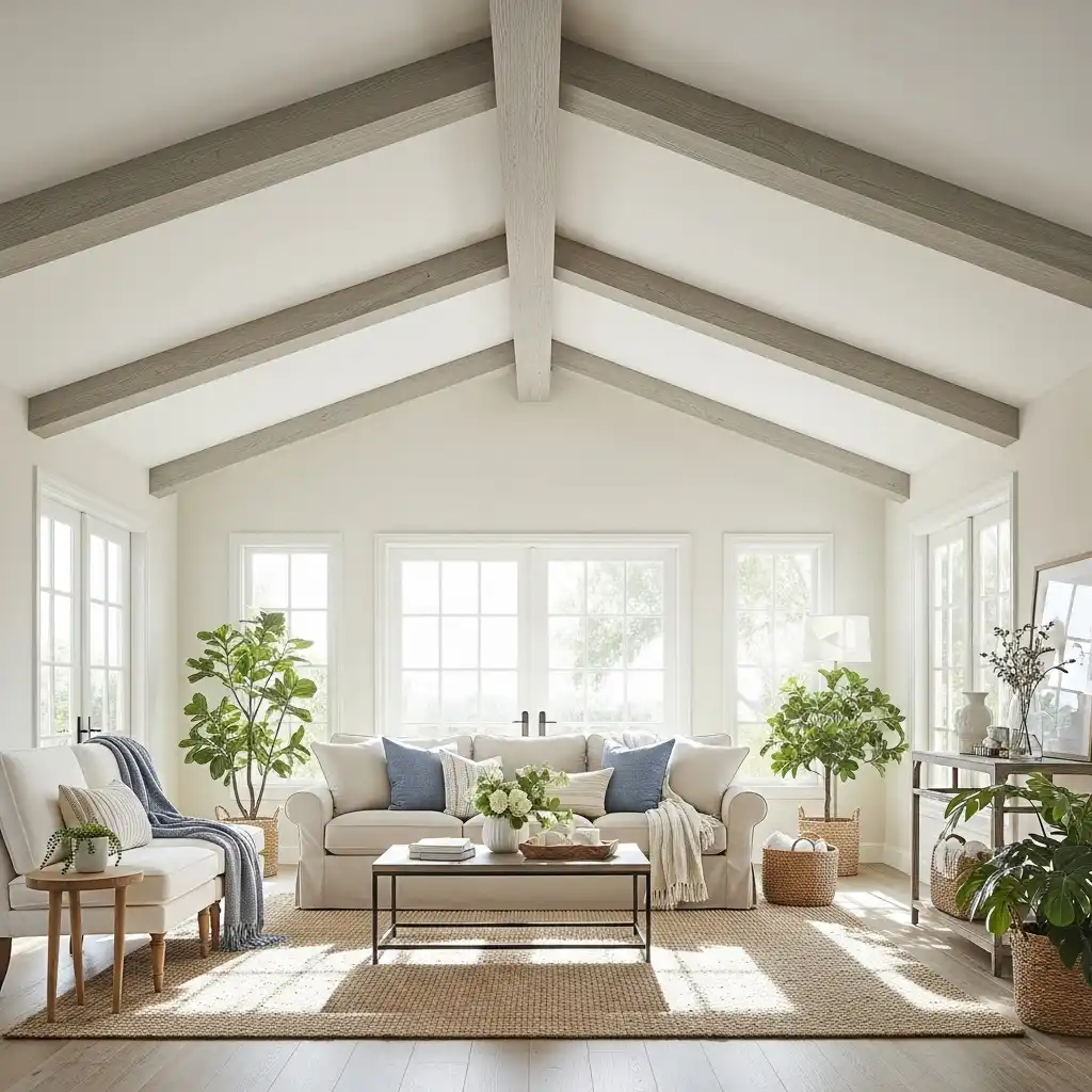 Faux Beam Vaulted Driftwood Finish