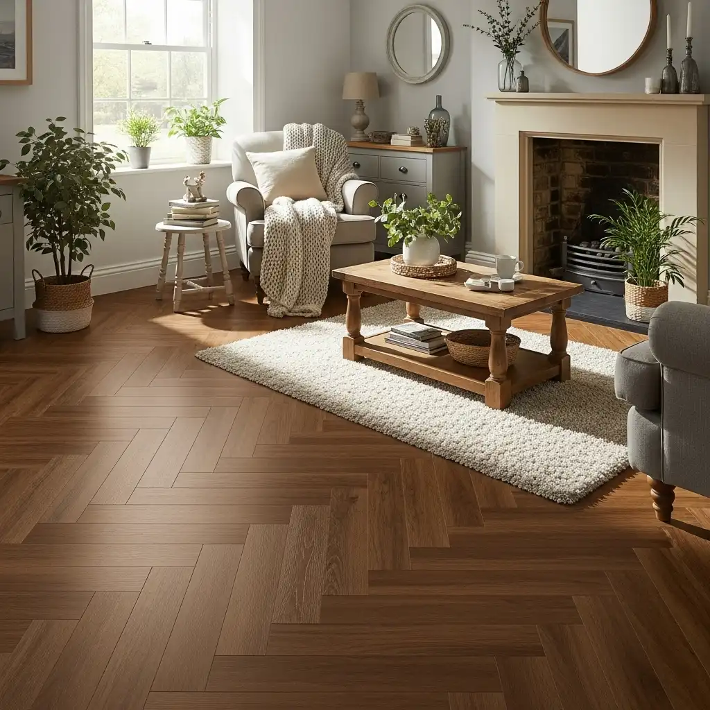Herringbone Laminate Flooring Cozy Cottage