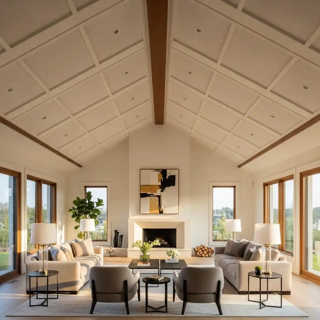 Vaulted Ceiling Living Room Highlighting the Peak