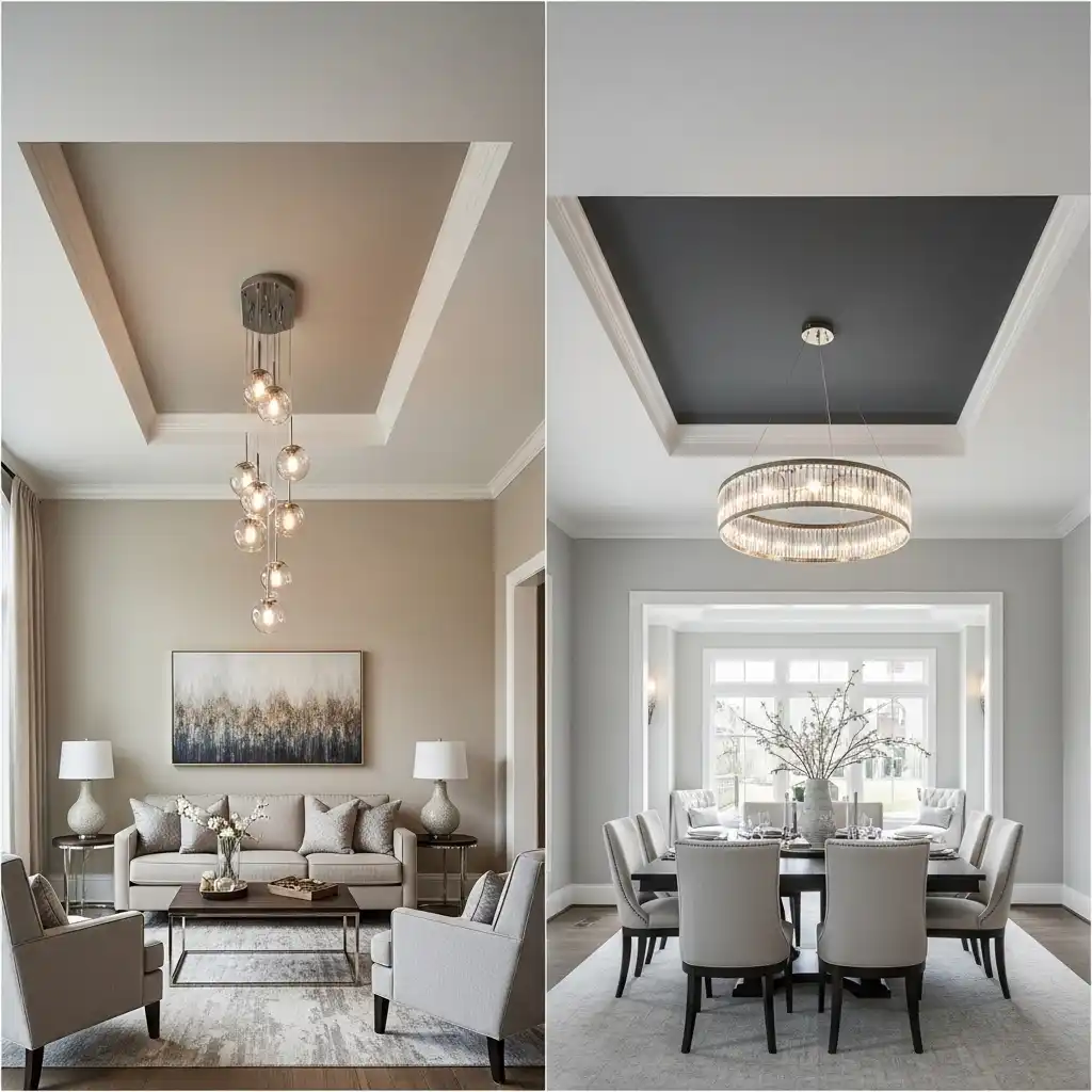 utilize a square vs. rectangular tray ceiling
