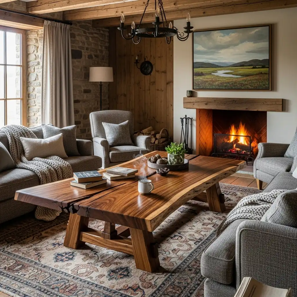 Rustic Living Room Statement Wooden Coffee Table