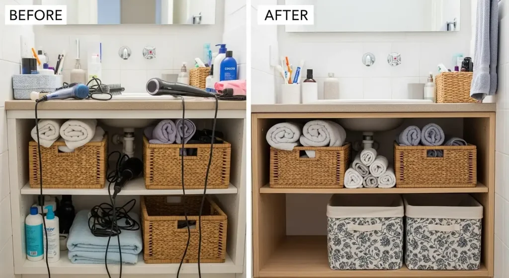 Use Baskets and Bins to Hide Clutter