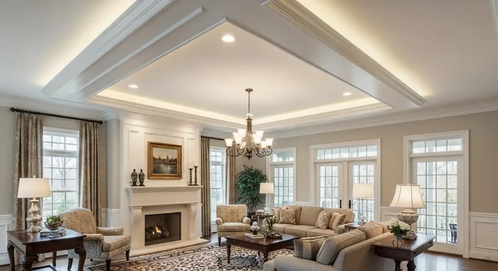 combine crown molding with a tray ceiling design