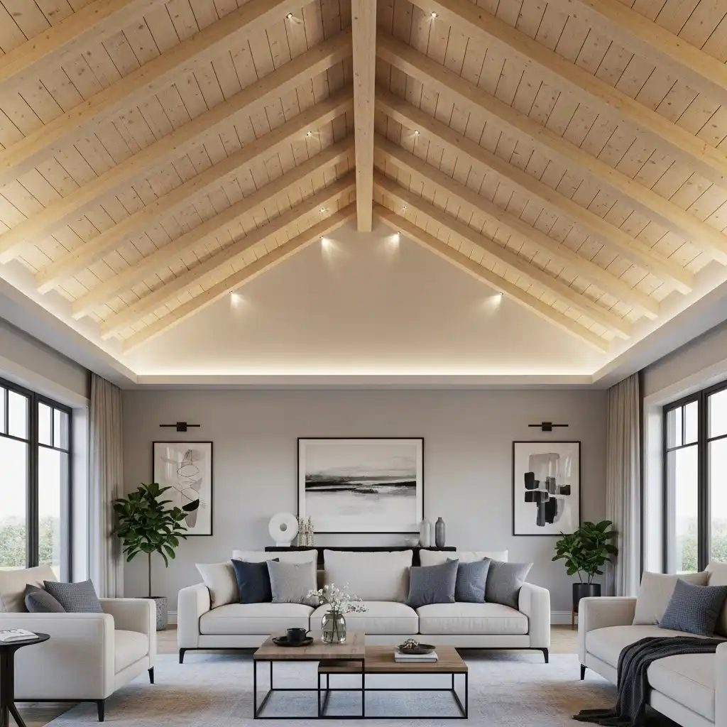 Recessed Lighting Along the Peak