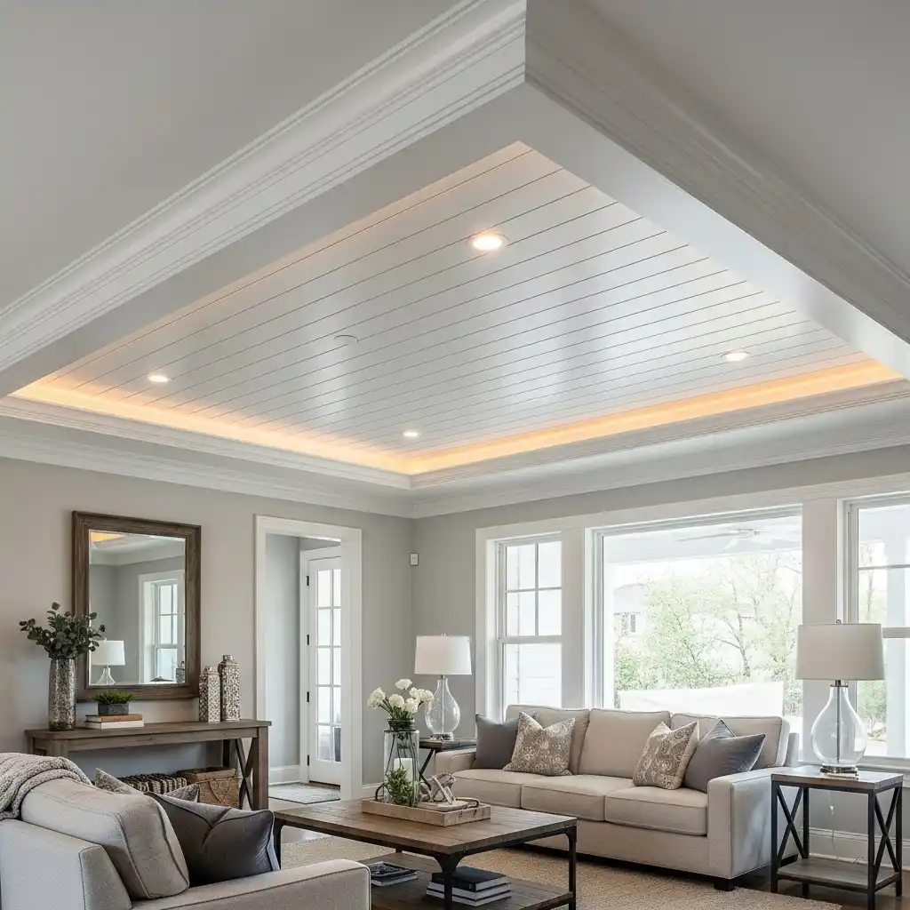 shiplap seamlessly with crown molding