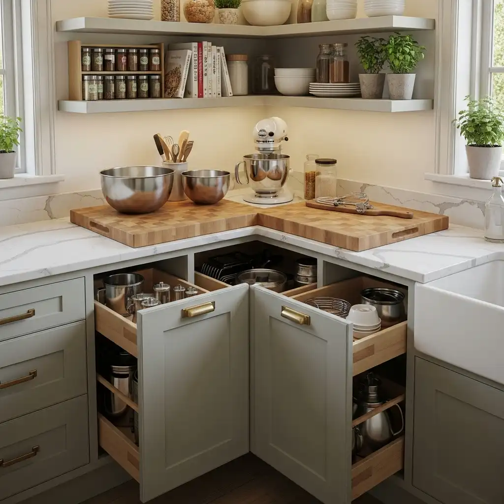 Kitchen Corner Cabinet Ideas Corner Prep Station