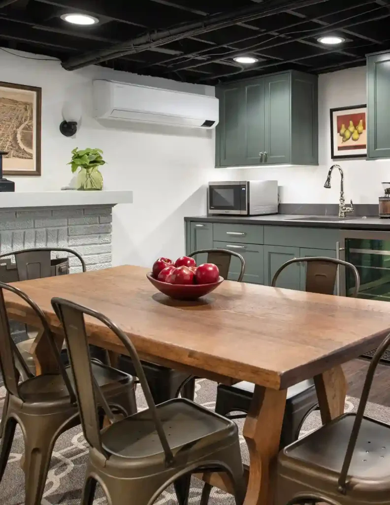 Painted Exposed Basement Ceiling