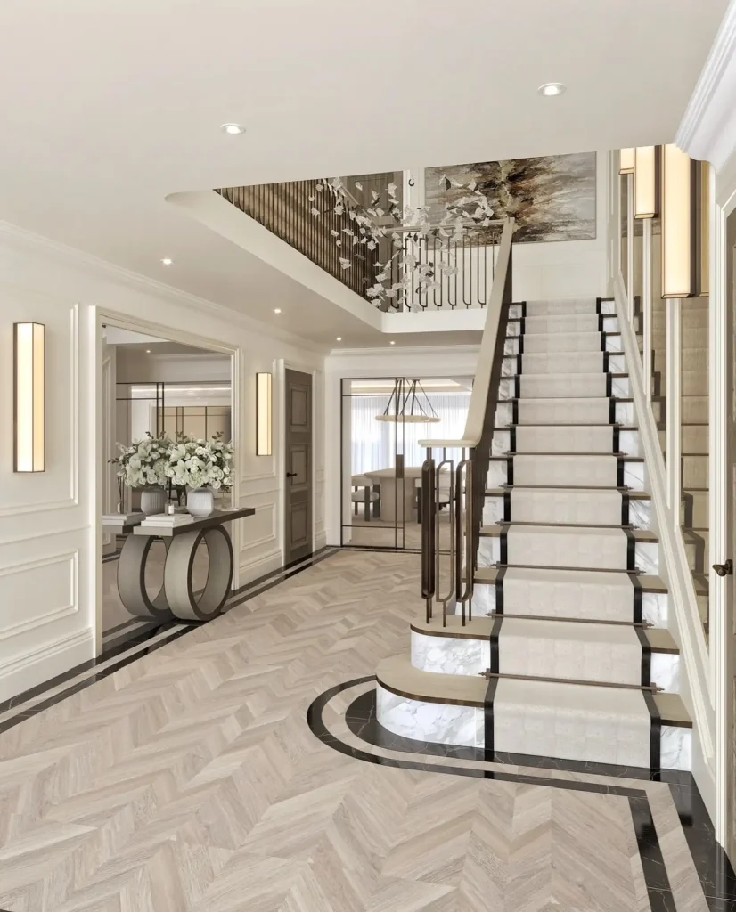 Chevron Flooring Entryways and Foyers