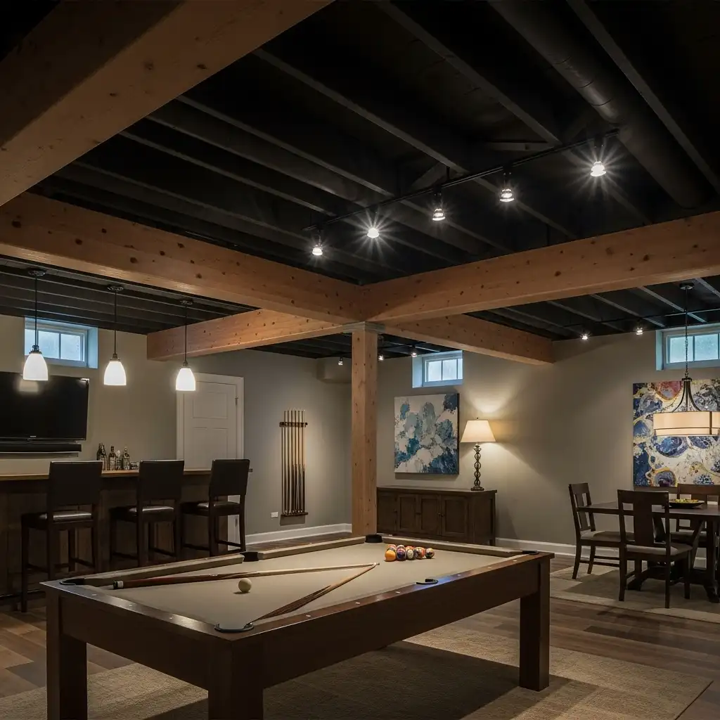 Lighting a Painted Basement Ceiling