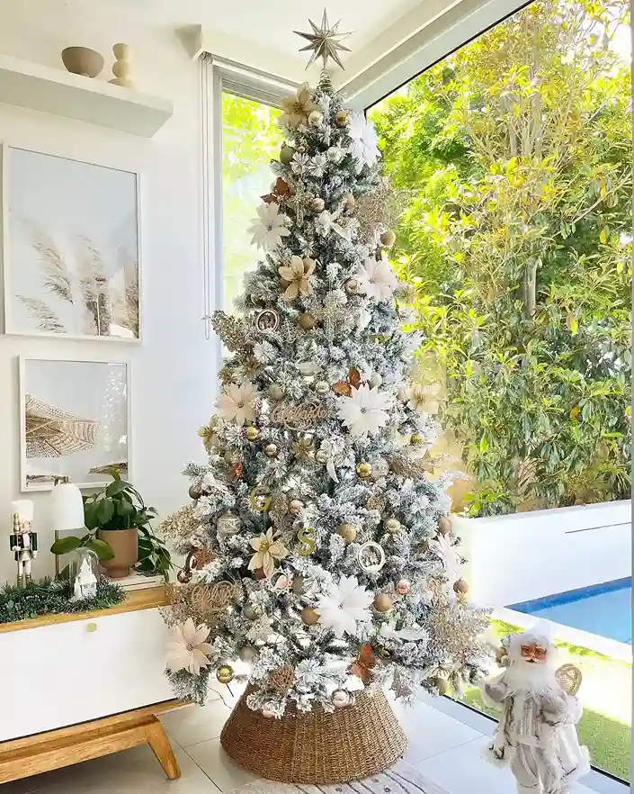 Vintage Christmas Flocked White Tree