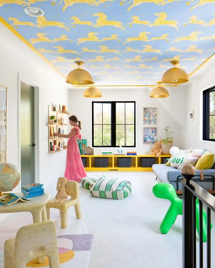 wallpaper accent ceiling