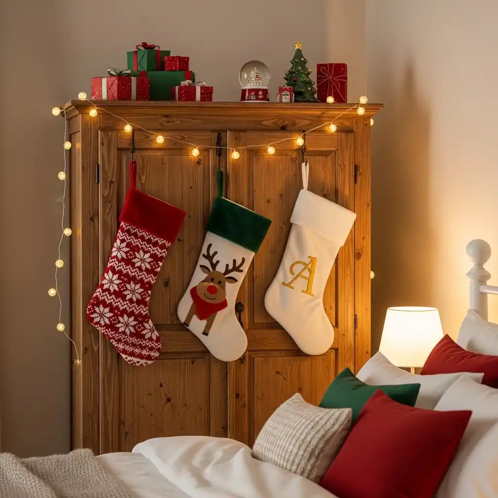Christmas Bedroom Ideas Stockings on the Wardrobe