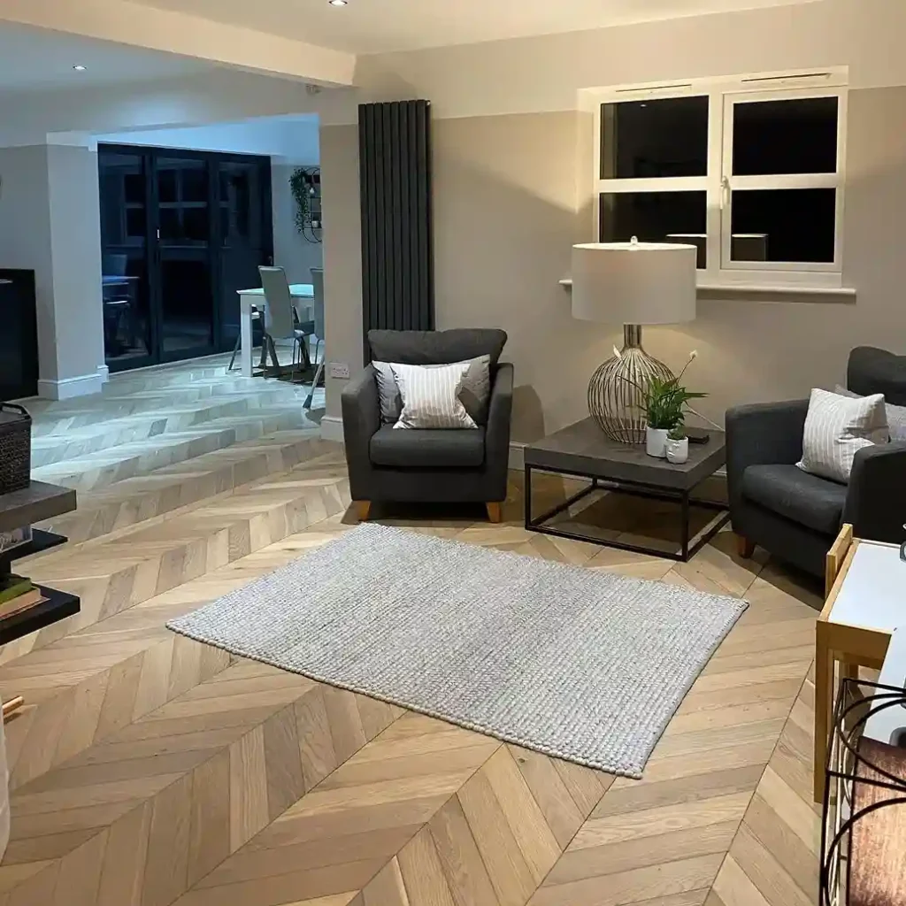 Chevron Flooring living room