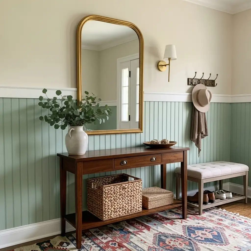 Beadboard Wall Entryway Welcome