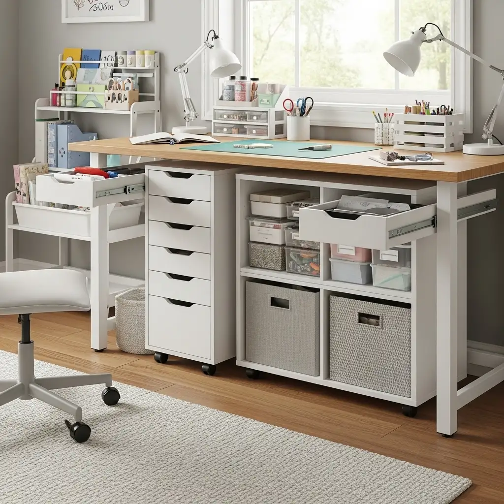 Craft Room Storage Ideas Under-Table Storage