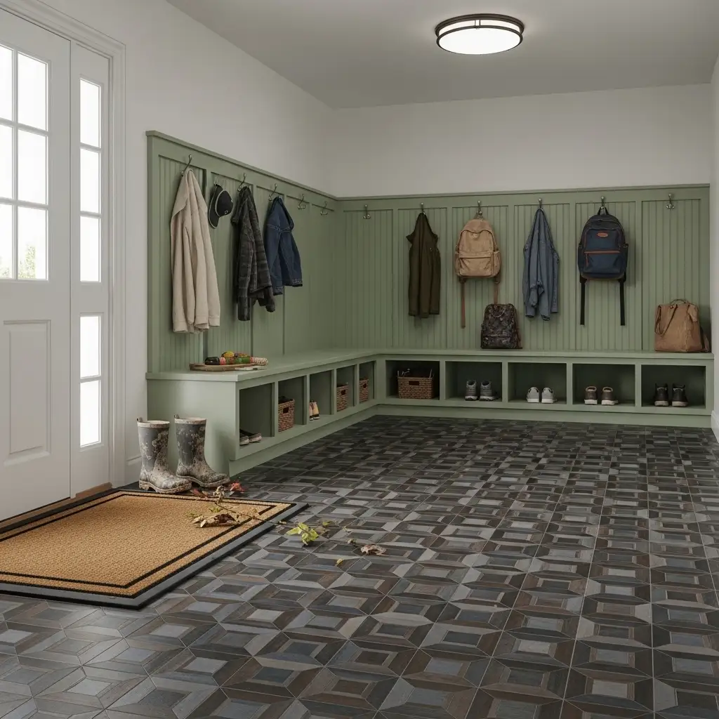 Peel and Stick Floor Tile Ideas Mudroom Durability