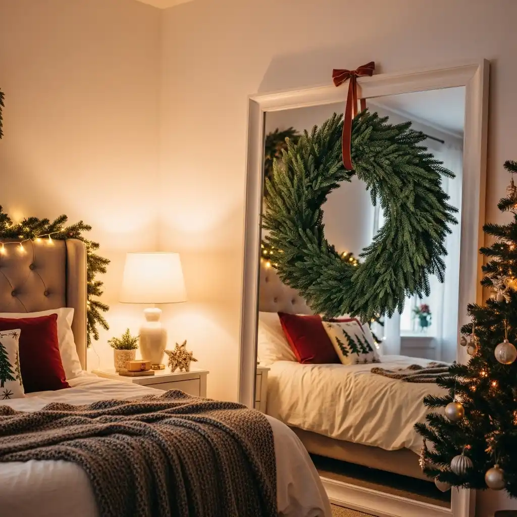 Wreath on the Window or Dresser Mirror