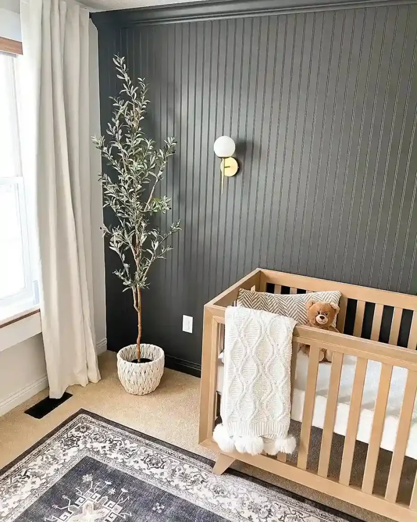 Beadboard Wall Accent Ideas Painted in a Bold Hue