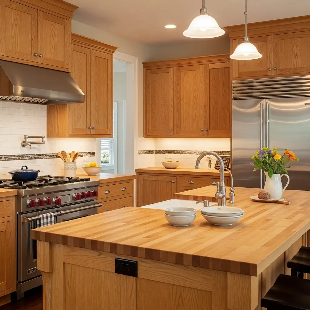 Natural Oak with Butcher Block Counters
