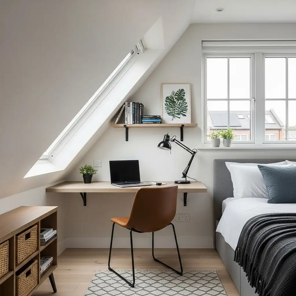 Slanted Ceiling Bedroom Dedicated Workspace