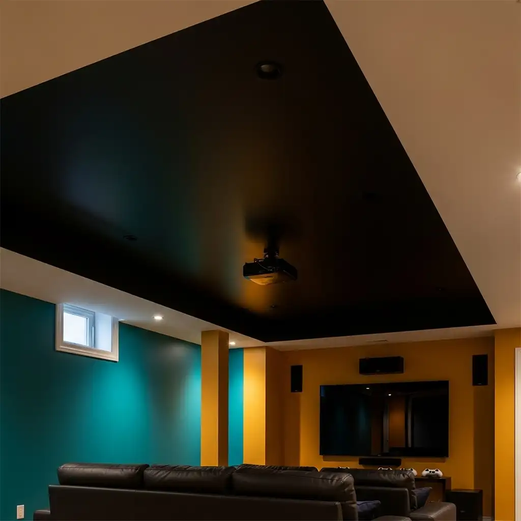 low height basement painted ceiling Matte Black