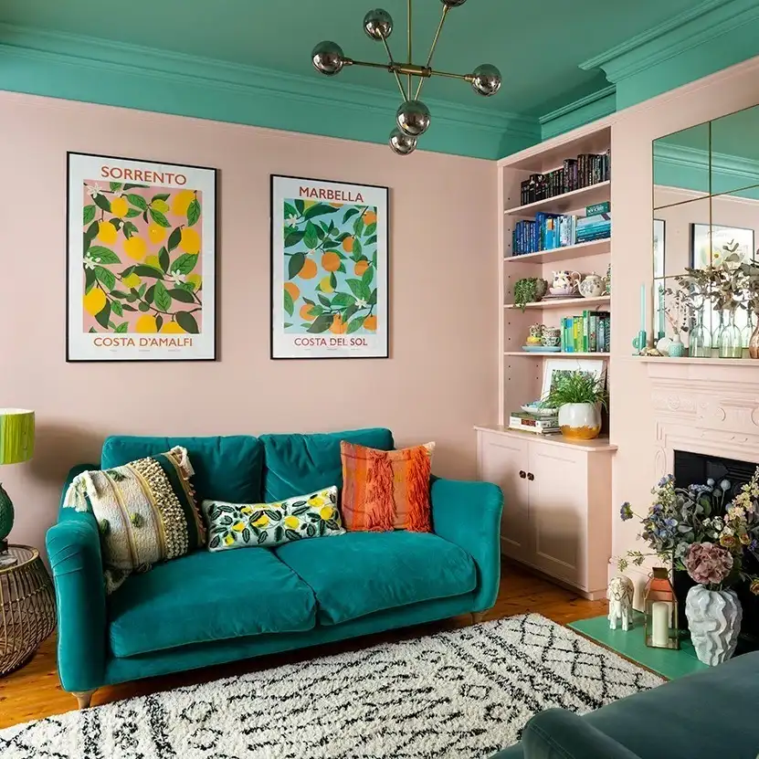 Ceiling Design Living Room Accent Color Pop
