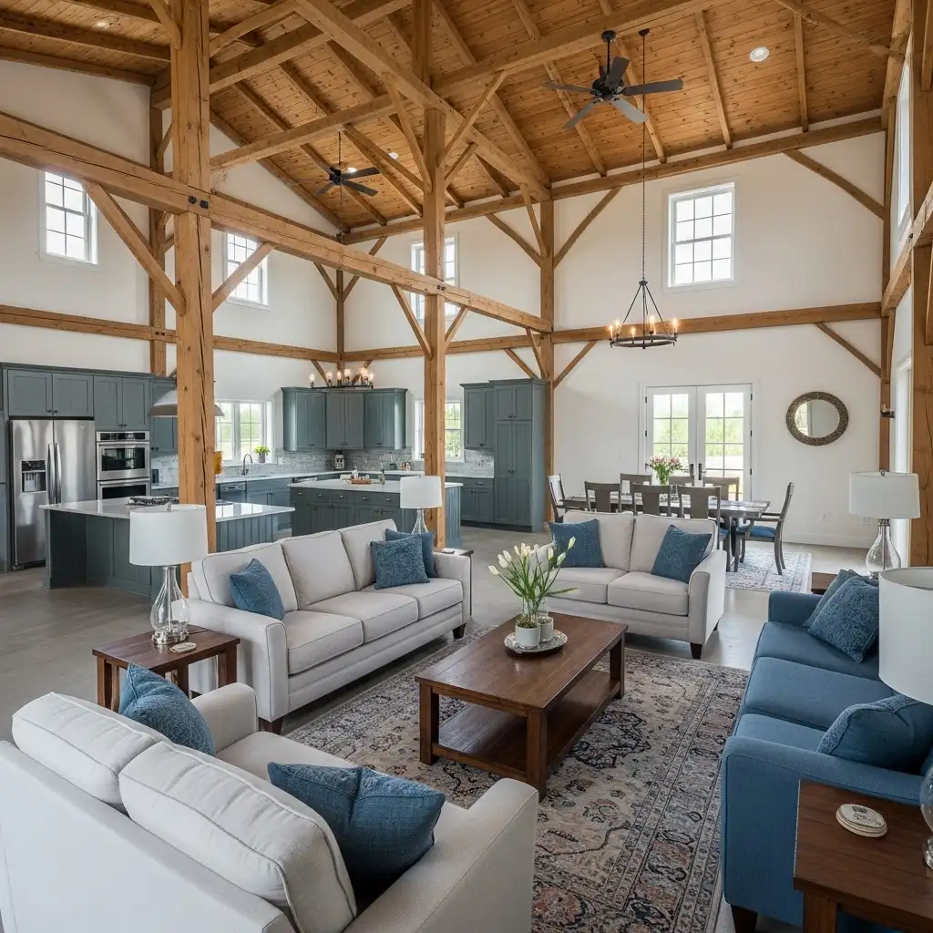 Barn House The open floor plan