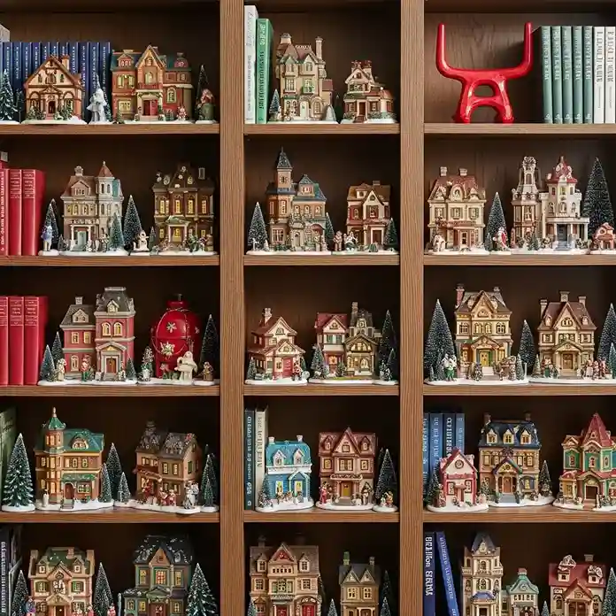 Christmas Village Display Ideas Bookshelf Village Integration