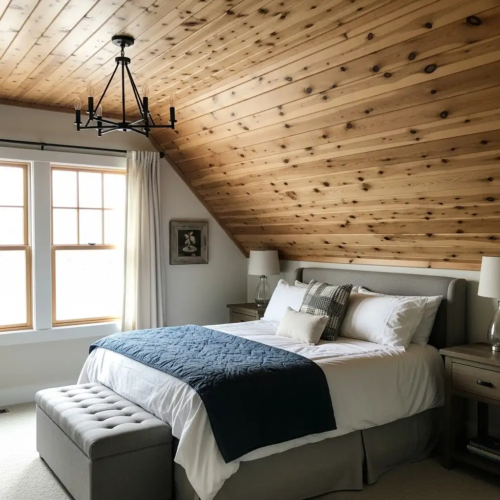 slanted bedroom Texture with Wood Paneling