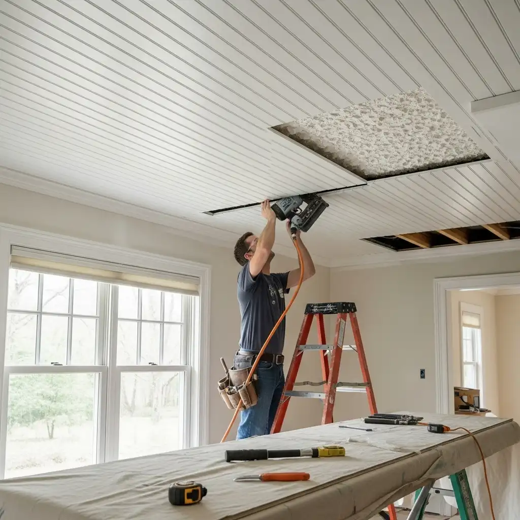 Beadboard Ceiling Installation