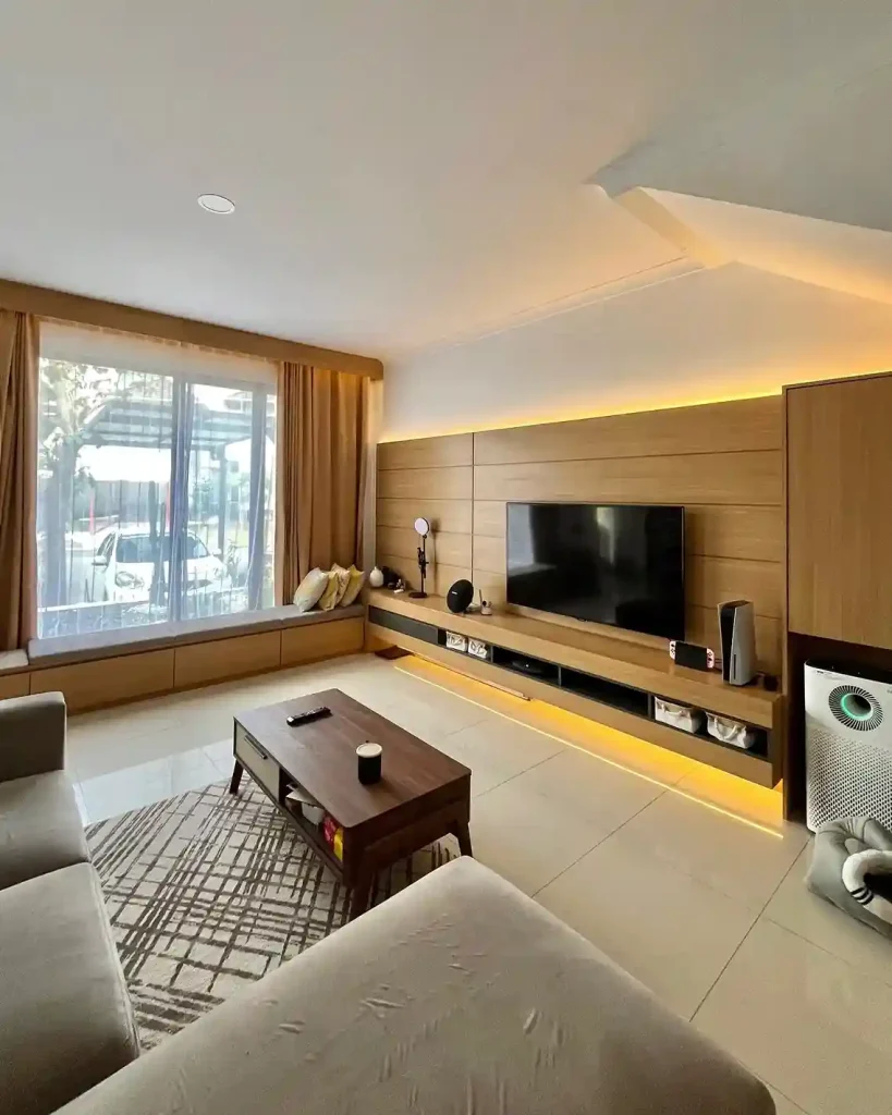 Wood Panel Behind TV