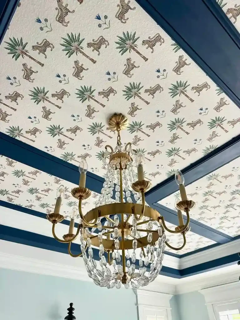 Ceiling Wallpaper Tropical Palm Leaves