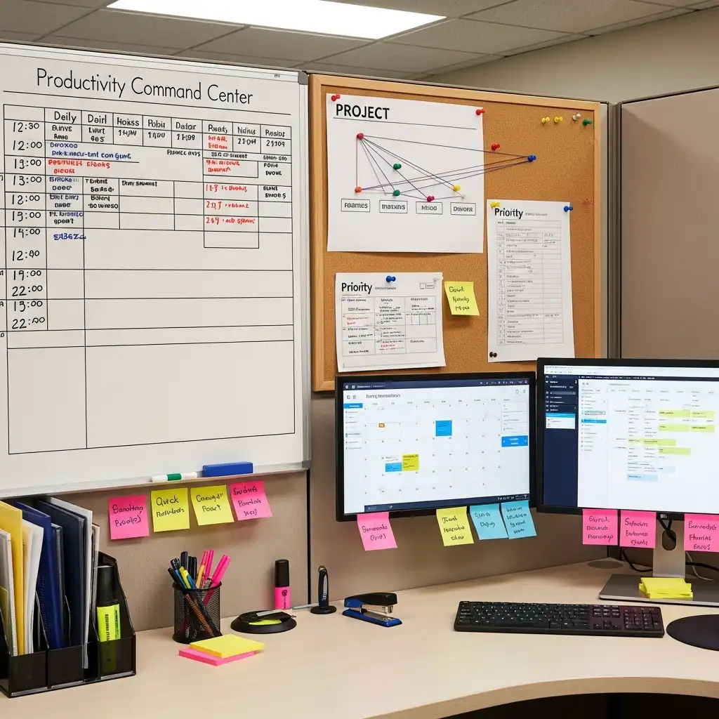 office cubicle Productivity Command Center