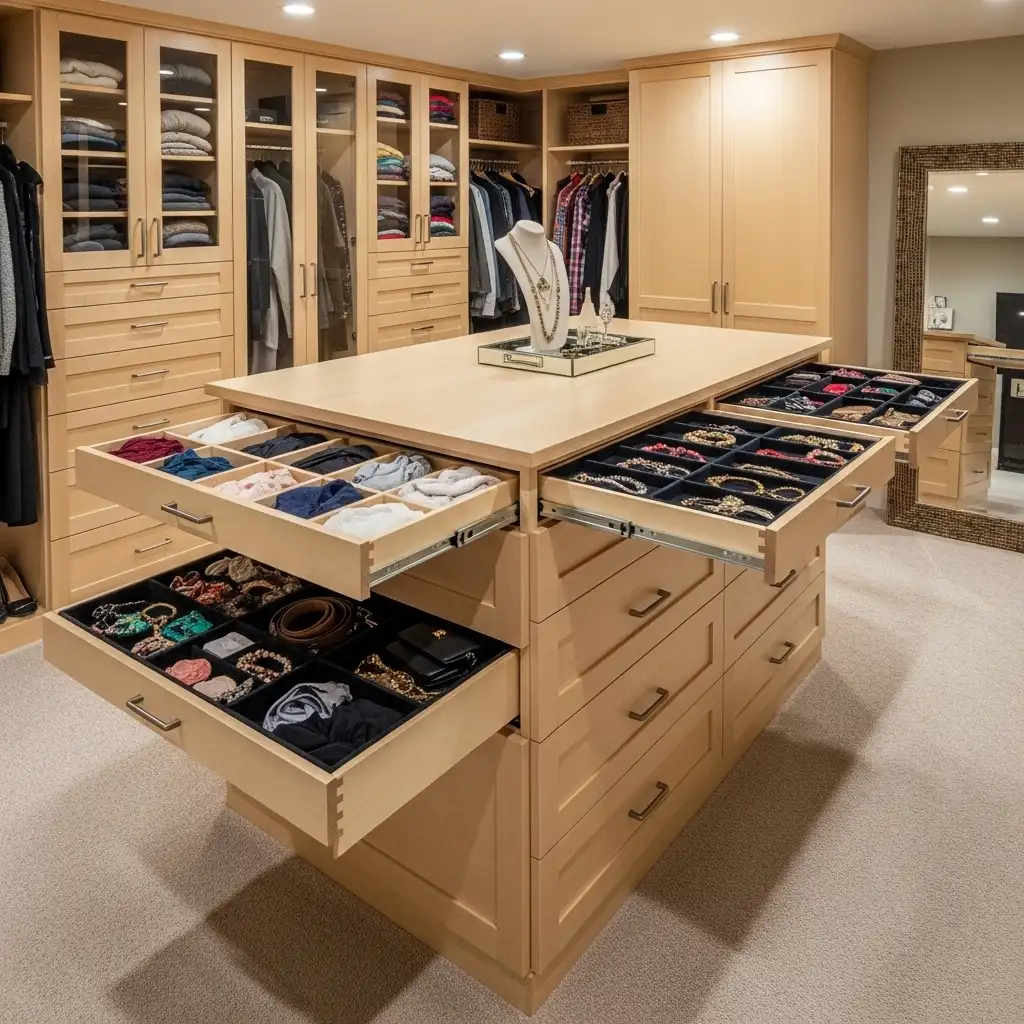 basement walk in closet Drawer Storage