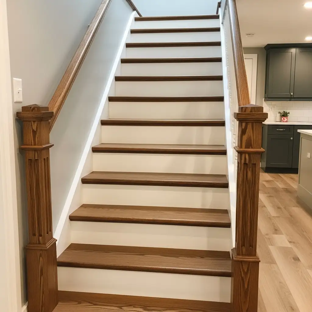 Basement Stairwell Design Painting and Staining