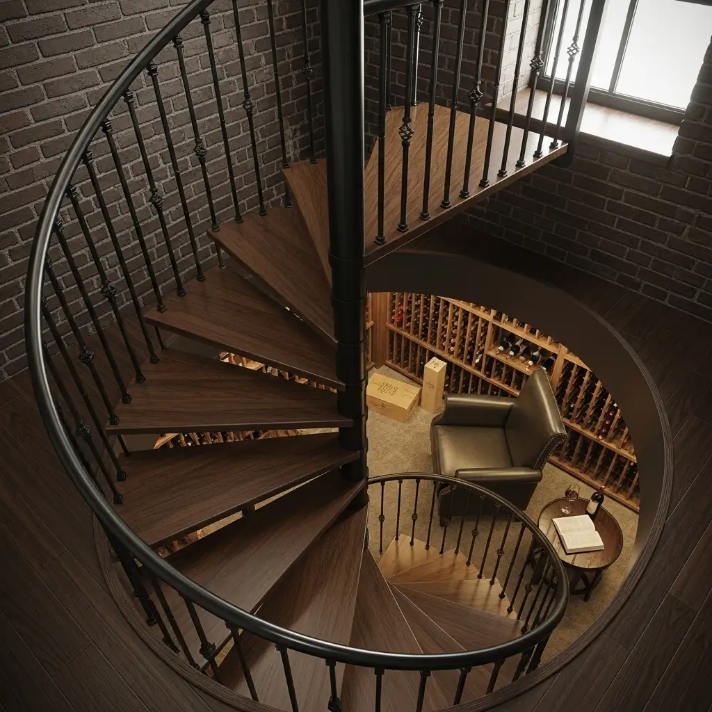 basement stair design The Spiral Space-Saver