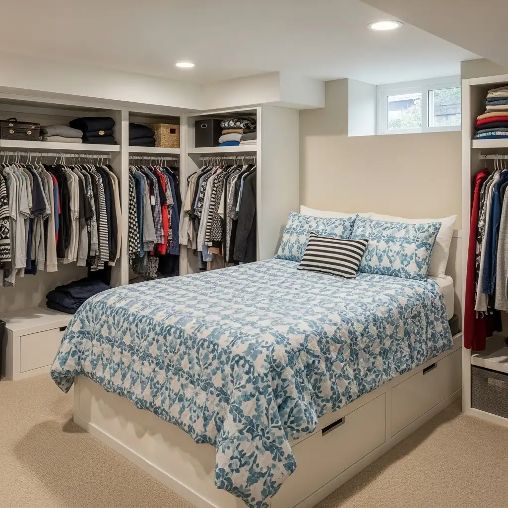basement bedroom Storage Solutions